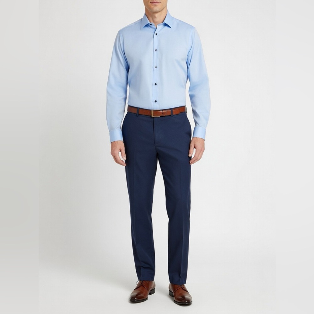 Zara Blue Slim Fit Long Sleeve Button Down Dress Shirt - Picture 1 of 4